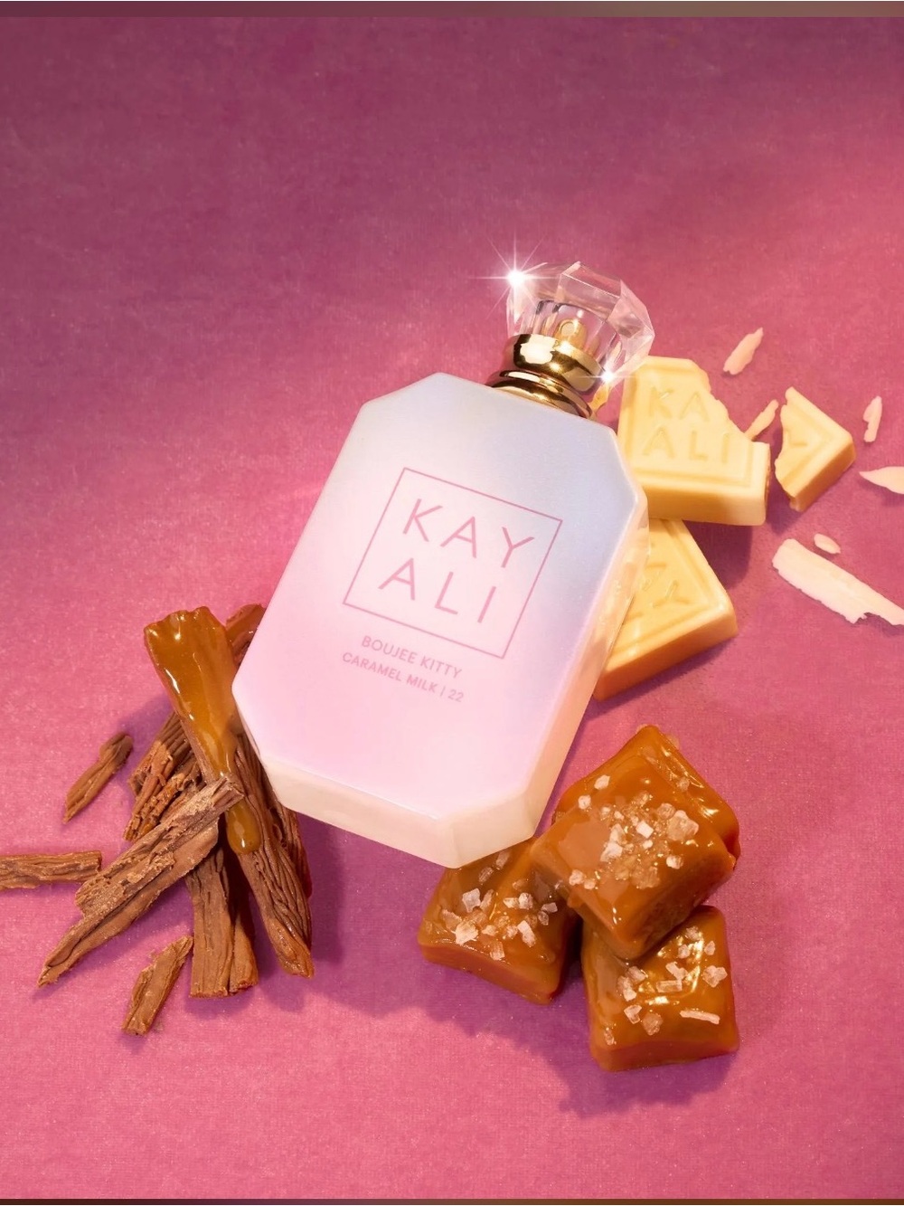 Kayali Boujee Kitty Caramel Milk Body Oil – Pink Scented Moisturizer